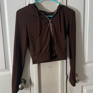 Shein Zip Up Cropped Hoodie